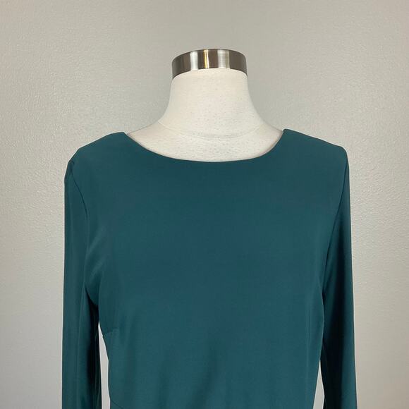 XSCAPE Long Sleeve Column Evening Gown Green Size 12 Thigh Slit Formal Dress - Picture 6 of 14